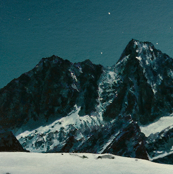 Heiner Altmeppen: "Bergsee und Vollmond", Detail